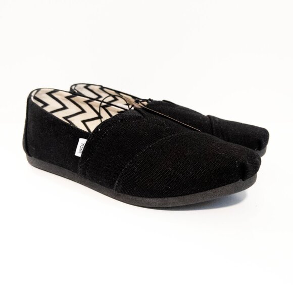 TOMS Alpargata Classic Black Slip-On Shoes Size 6 US Women's Canvas Casual NWT - Picture 1 of 5